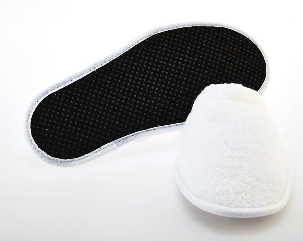 Arus Women's Turkish Terry Cotton Spa Slippers | Soft White Hotel-Style House Slippers (One Size 6–9.5)