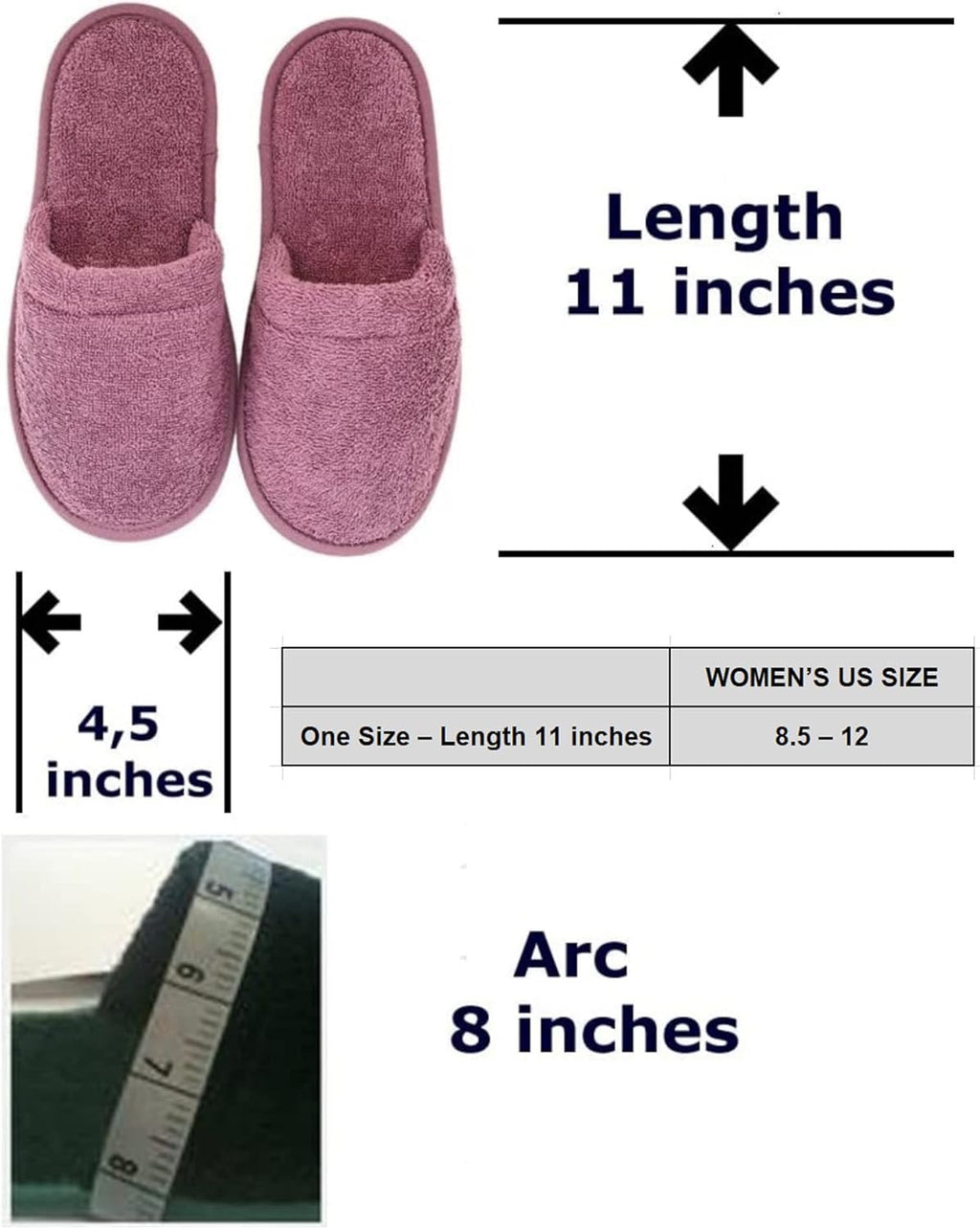 Arus Women's Turkish Terry Cotton Spa Slippers | Soft White Hotel-Style House Slippers (One Size 6–9.5)