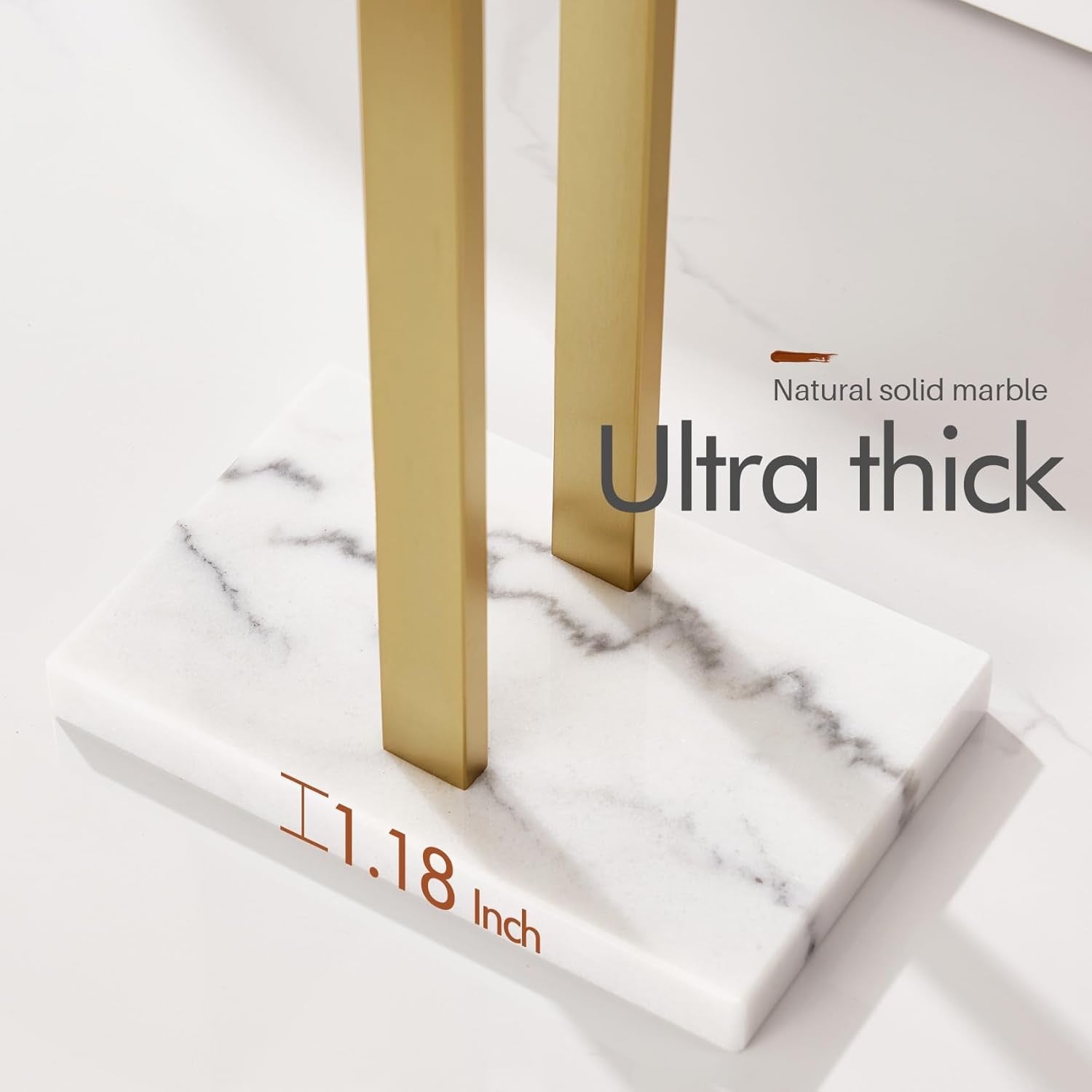 KOKOSIRI 2-Tier Freestanding Towel Rack THS0005-BG | Gold Stainless Steel Floor Stand with Marble Base