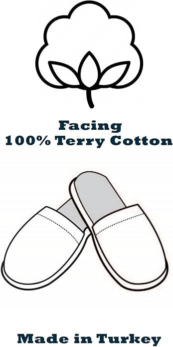 Arus Men’s Turkish Terry Cotton Spa Slippers | Soft White Hotel-Style Bath & House Slippers