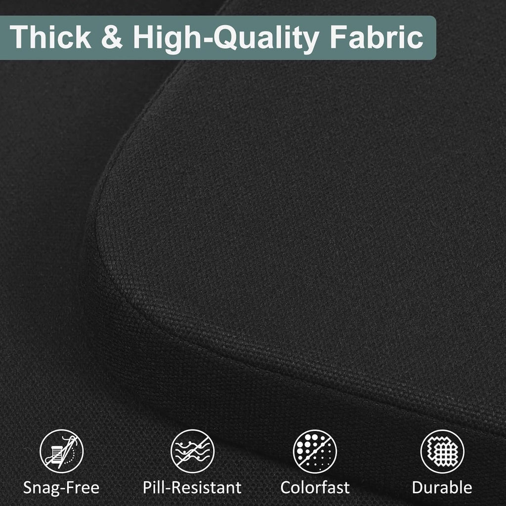 Shinnwa Memory Foam Dining Chair Pads (Set of 4) | Washable Kitchen Chair Cushions with Ties – Black