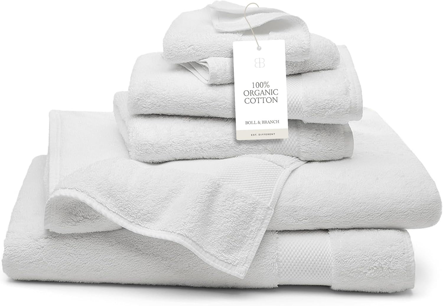 BOLL & BRANCH Plush Bath Sheet Set | 6-Piece White 100% Organic Cotton Luxury Towel Collection