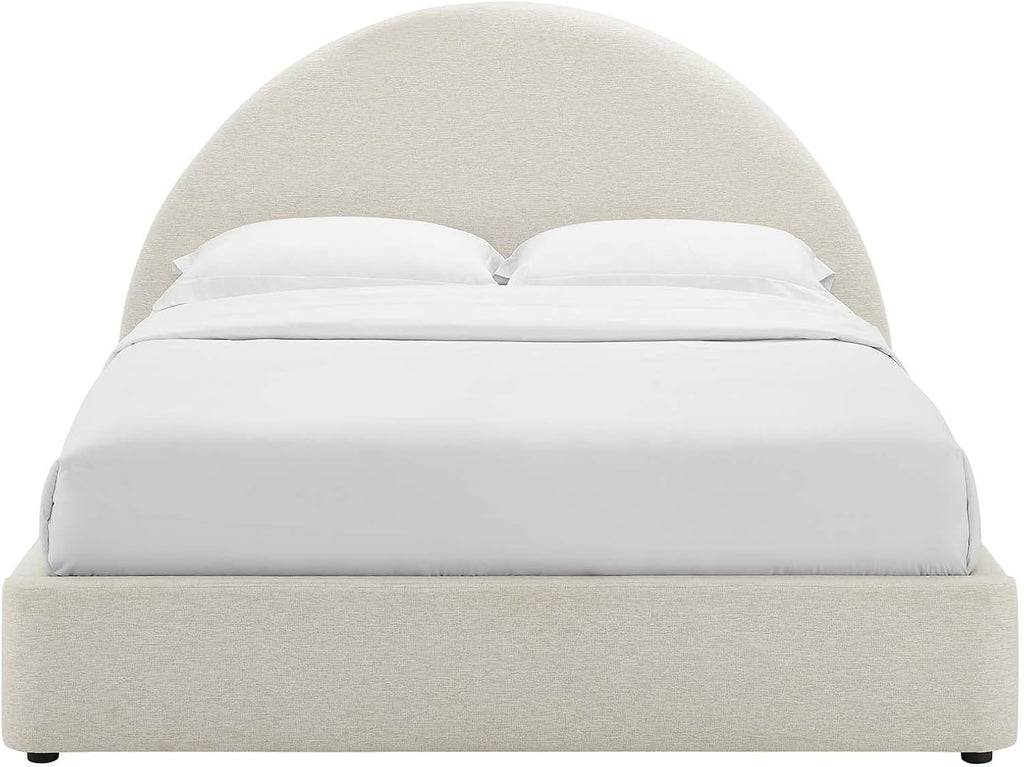 Modway Keynote King Upholstered Platform Bed | Curved Alabaster Velvet Cloud Frame