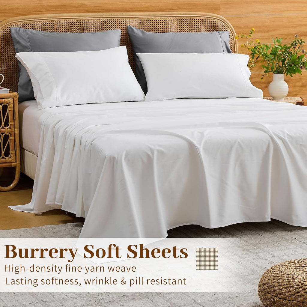 Bedlifes 1000 Thread Count Egyptian Cotton Sheets – Queen Size | Cooling Luxury Hotel Bedding Set (White)