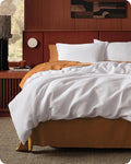 Bedsure Cotton Waffle Weave Duvet Cover – Queen Size | Breathable Khaki Cotton Bedding Set (3-Piece)