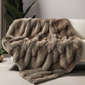 INCHGRASS Faux Mink Fur Throw Blanket 74" x 60" | Luxury Plush Brown Sofa & Bed Blanket