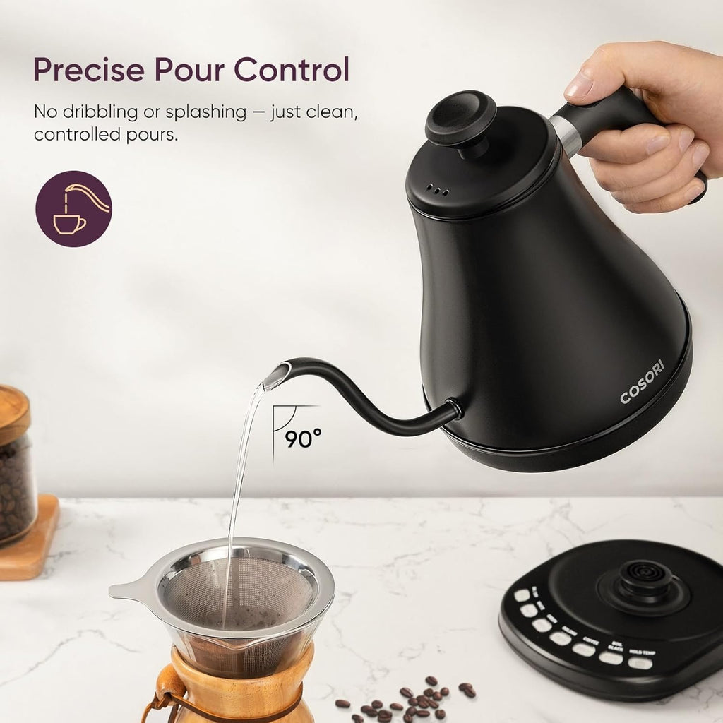 COSORI Electric Gooseneck Kettle with 5 Temperature Presets | 1200W Stainless Steel Pour-Over Coffee & Tea Kettle (0.8L)