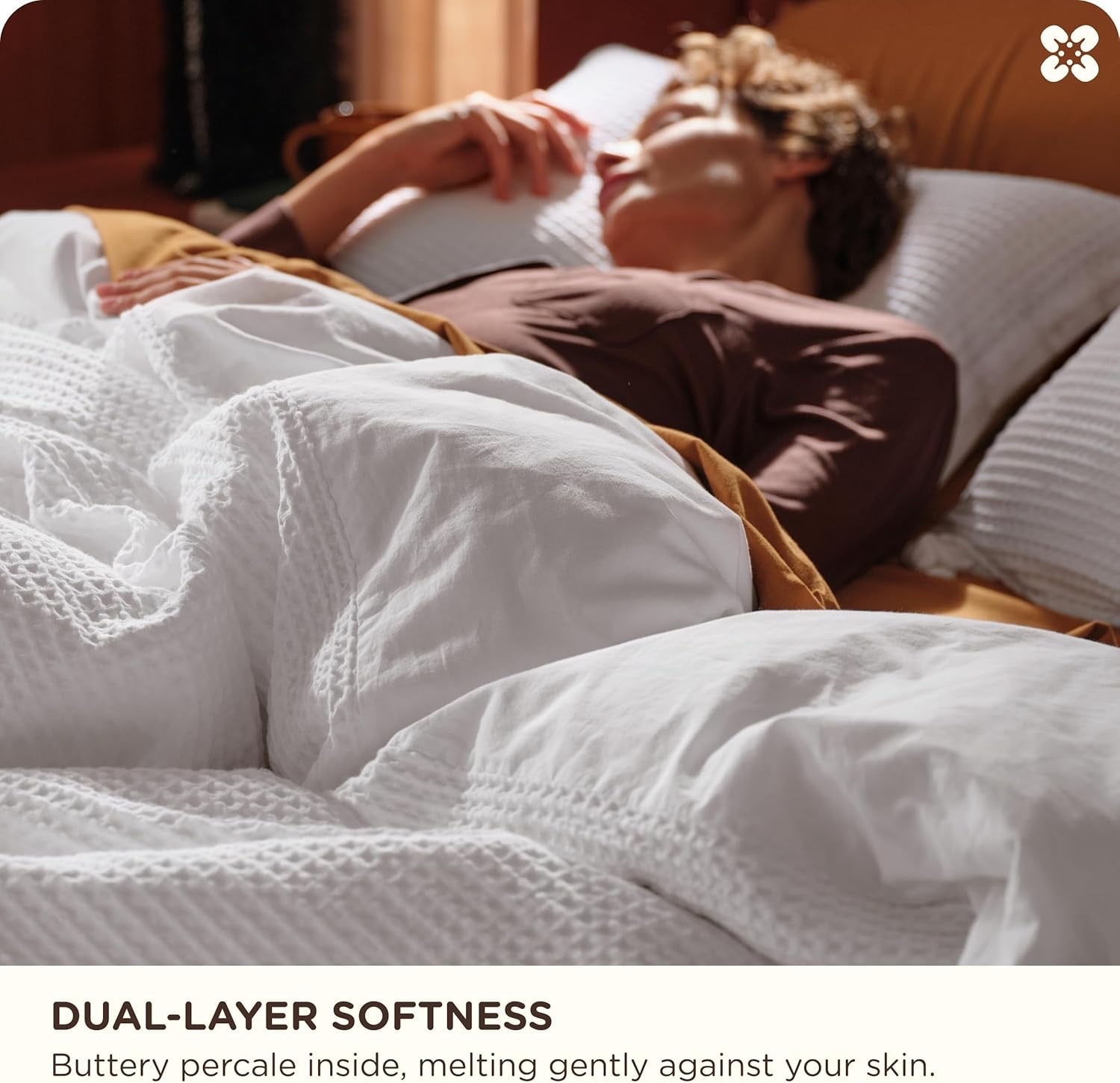 Bedsure Cotton Waffle Weave Duvet Cover – Queen Size | Breathable Khaki Cotton Bedding Set (3-Piece)