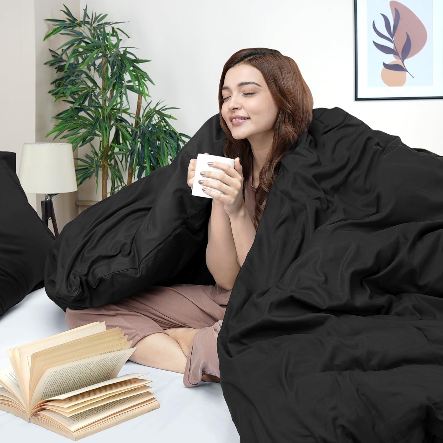 Utopia Bedding Full Size Duvet Cover Set (3-Piece) | Zipper Closure Comforter Cover with Pillow Shams – Black