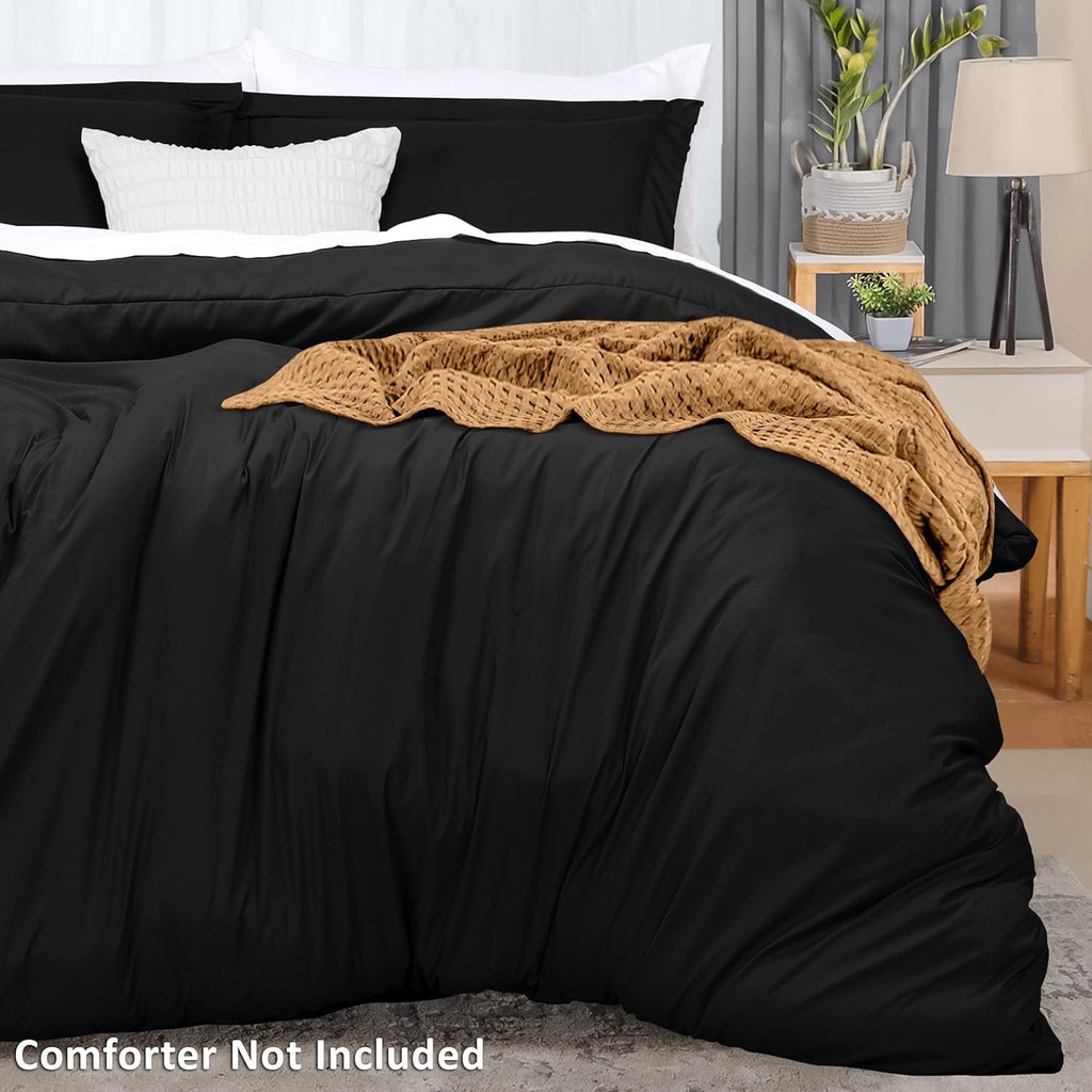 Utopia Bedding Full Size Duvet Cover Set (3-Piece) | Zipper Closure Comforter Cover with Pillow Shams – Black