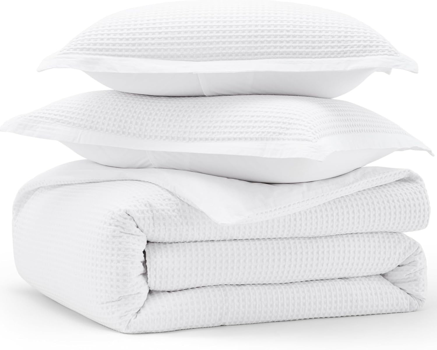 Bedsure Cotton Waffle Weave Duvet Cover – Queen Size | Breathable Khaki Cotton Bedding Set (3-Piece)