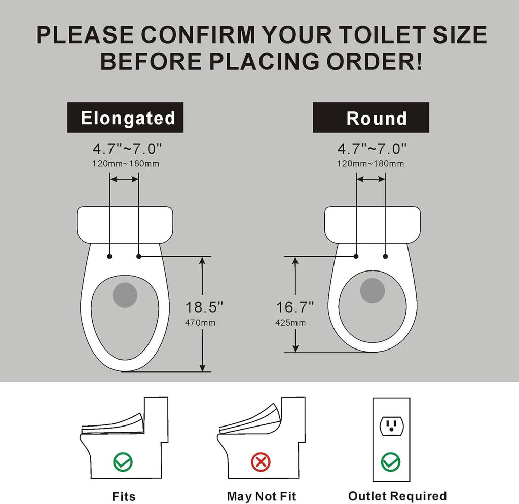 XCQQ Heated Bidet Toilet Seat – Warm Water Wash, Air Dryer & LED Display for Elongated Toilets