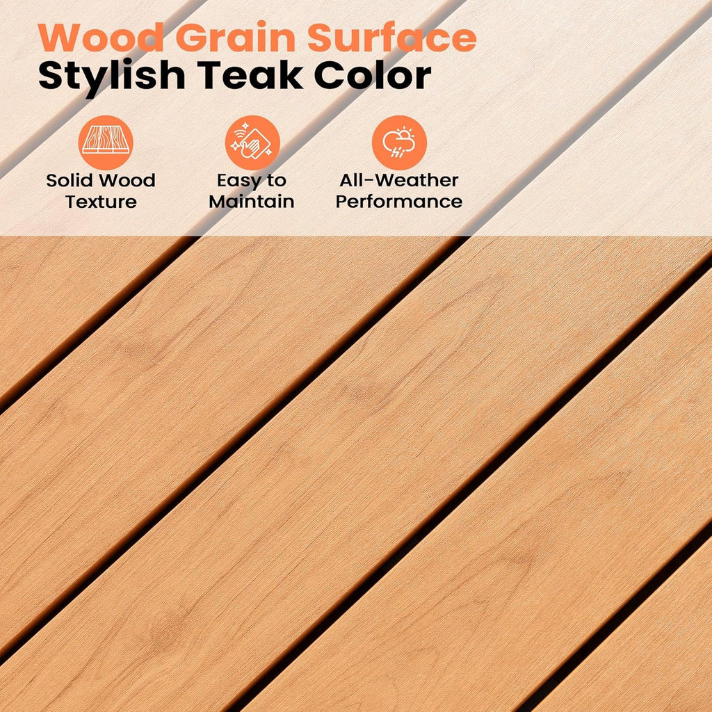 Pellebant 11-Piece Aluminum Patio Dining Set | 94” Outdoor Table with Stackable Chairs & Teak-Grain Finish