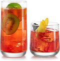 Libbey Ascent 16-Piece Drinking Glass Set | Tumbler & Rocks Glasses with Curved Modern Design (Versatile Everyday Glassware Set)