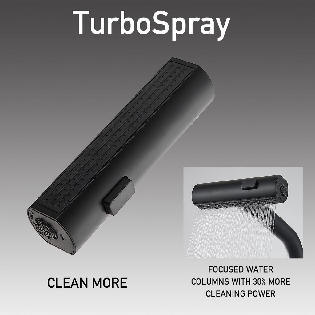 Matte Black Touchless Kitchen Faucet | Pull-Down Sprayer Waterfall Sink Faucet with Soap Dispenser
