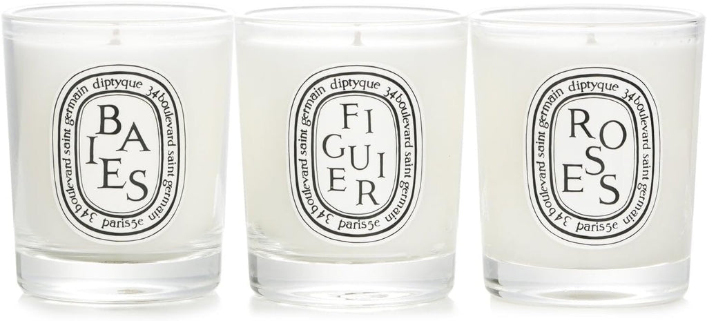 DIPTYQUE Baies, Roses & Figuier 3-Piece Candle Set | 70g Luxury Scented Gift Collection