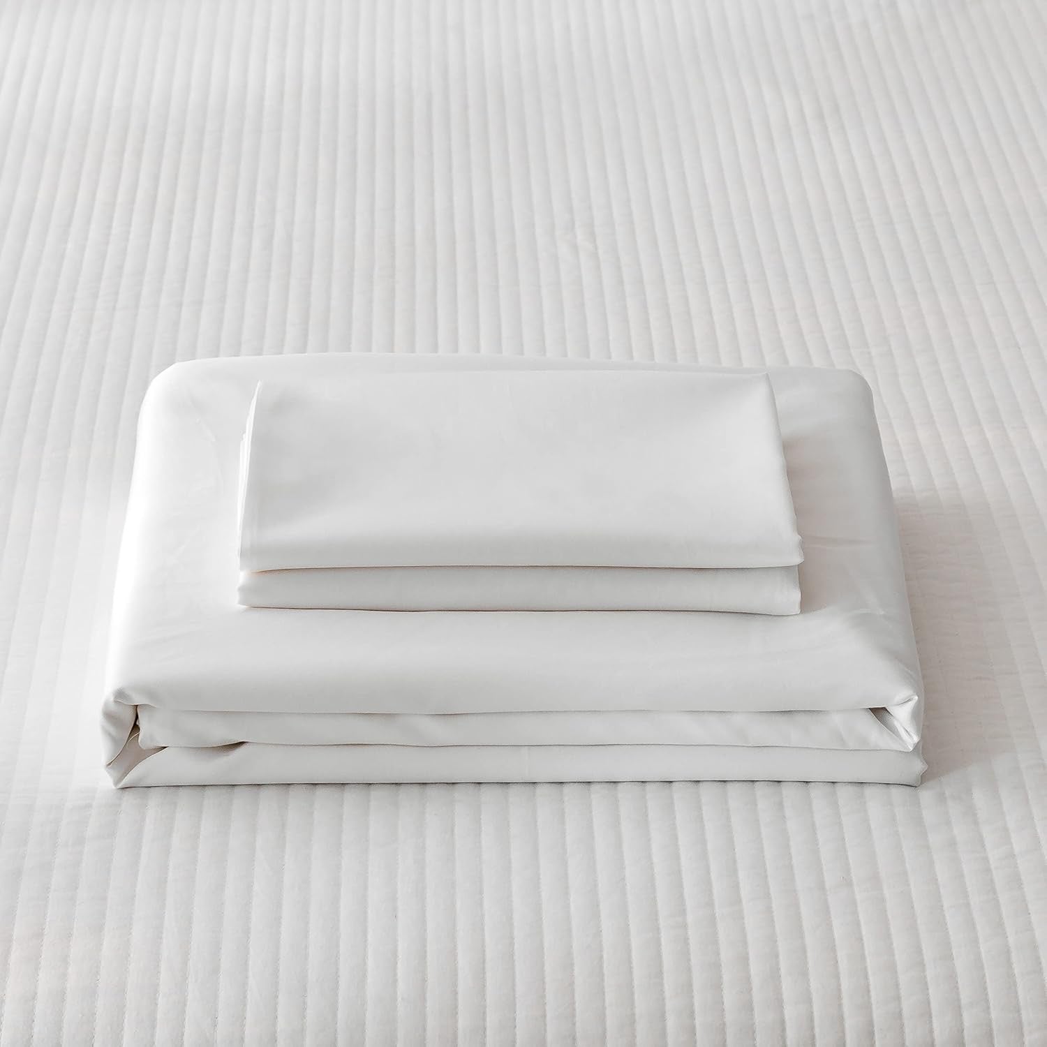 HeimenAogo Egyptian Cotton Duvet Cover – Queen Size | Silky Sateen Luxury White Bedding Set (3-Piece)