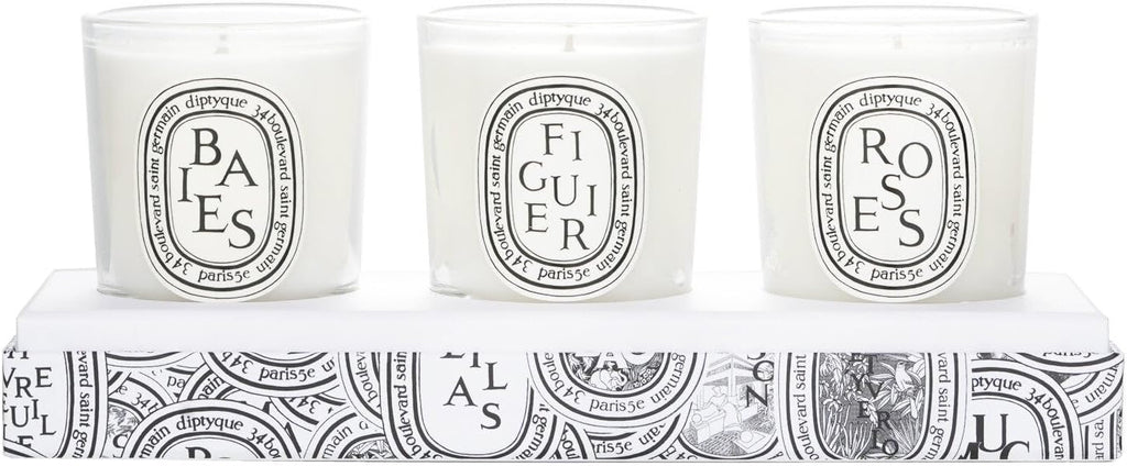 DIPTYQUE Baies, Roses & Figuier 3-Piece Candle Set | 70g Luxury Scented Gift Collection