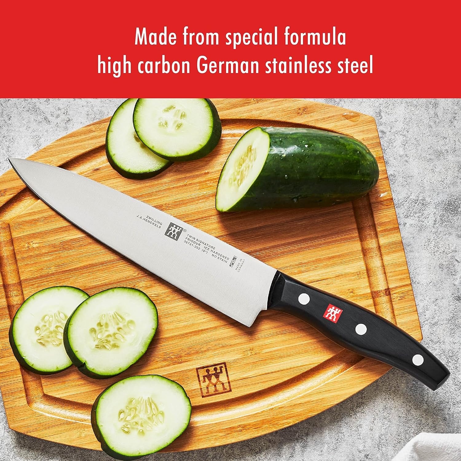ZWILLING TWIN Signature 15 Piece Self Sharpening Knife Block Set Brown | German Stainless Steel Kitchen Knife Set