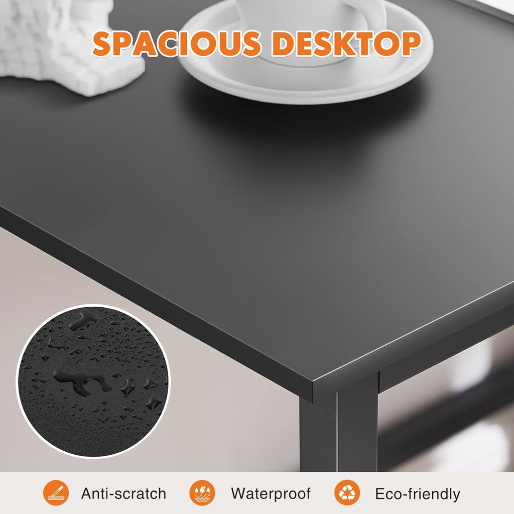 Sweetcrispy 48” Computer Desk | Modern Writing & Study Desk with Metal Frame – Black