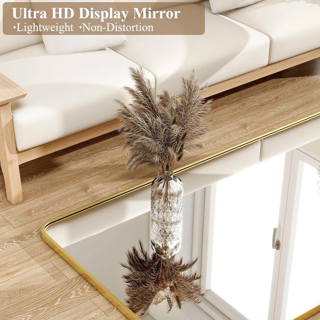 HARRITPURE Full Length Floor Mirror 71" x 32" | Large Gold Aluminum Frame Standing & Wall Mirror