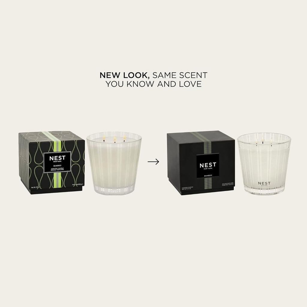 NEST New York Bamboo 3-Wick Candle | 21.2 oz Luxury Scented Candle with Reusable Glass Vessel