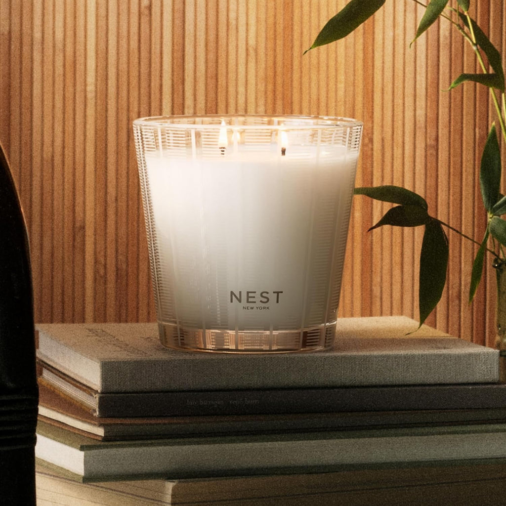 NEST New York Bamboo 3-Wick Candle | 21.2 oz Luxury Scented Candle with Reusable Glass Vessel