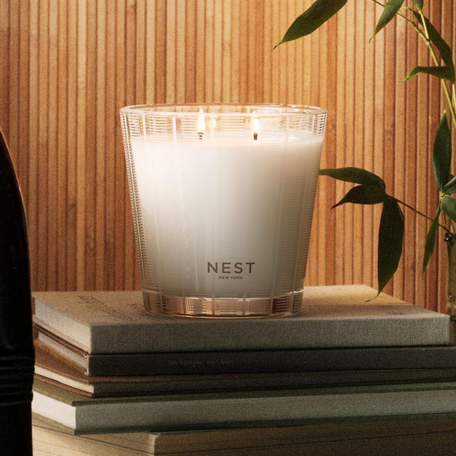NEST New York Bamboo 3-Wick Candle | 21.2 oz Luxury Scented Candle with Reusable Glass Vessel
