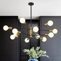 Modern 12-Light Sputnik Chandelier | Gold & Black Adjustable Farmhouse Pendant Light