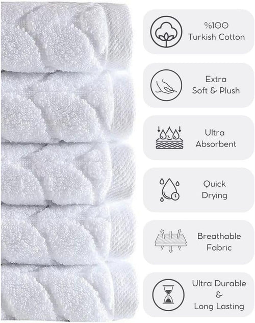 BAGNO MILANO Turkish Luxury Bath Towels | 6-Piece Jacquard Cotton Towel Set – White