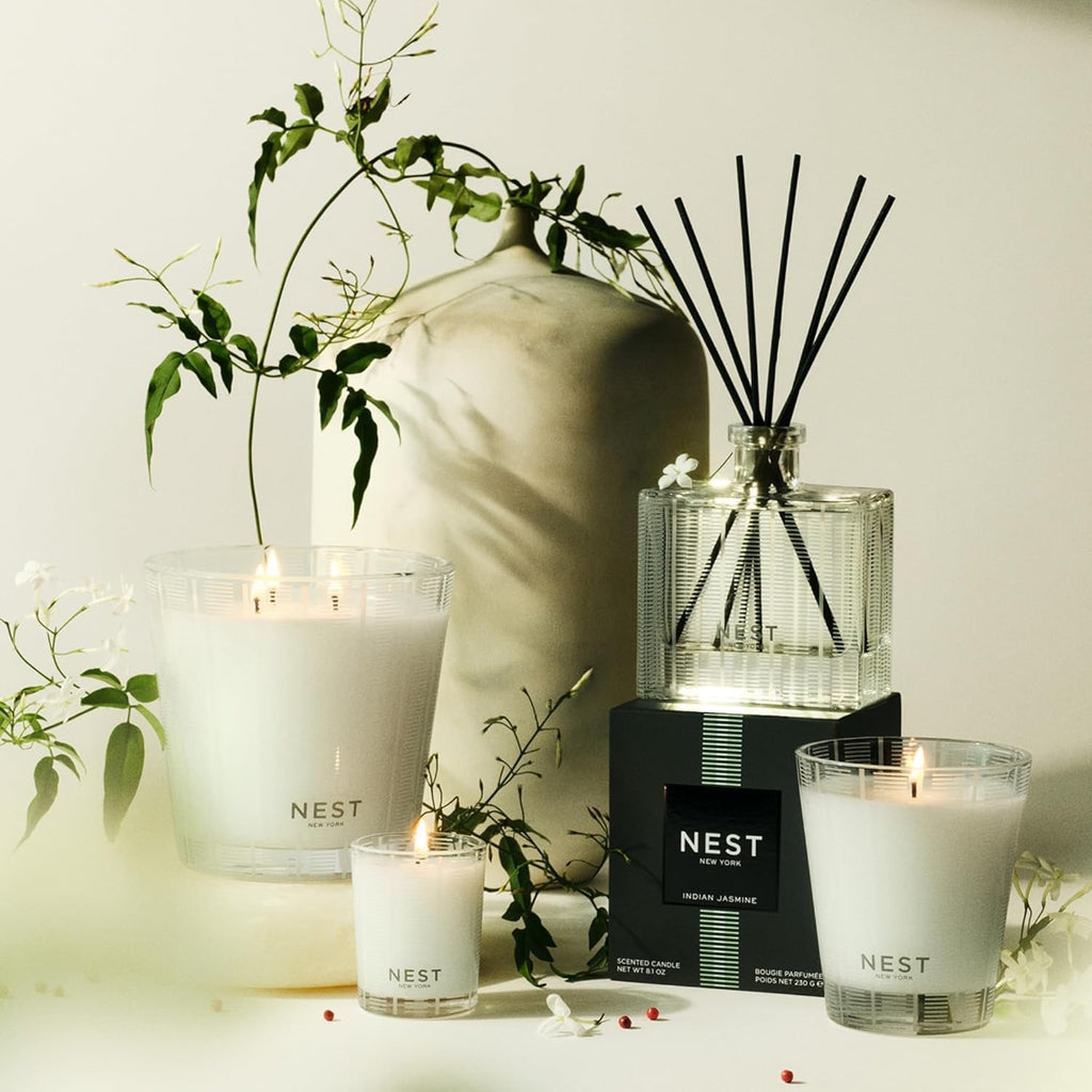 NEST New York Indian Jasmine Reed Diffuser | 5.9 fl oz Luxury Flame-Free Home Fragrance (Up to 90 Days)
