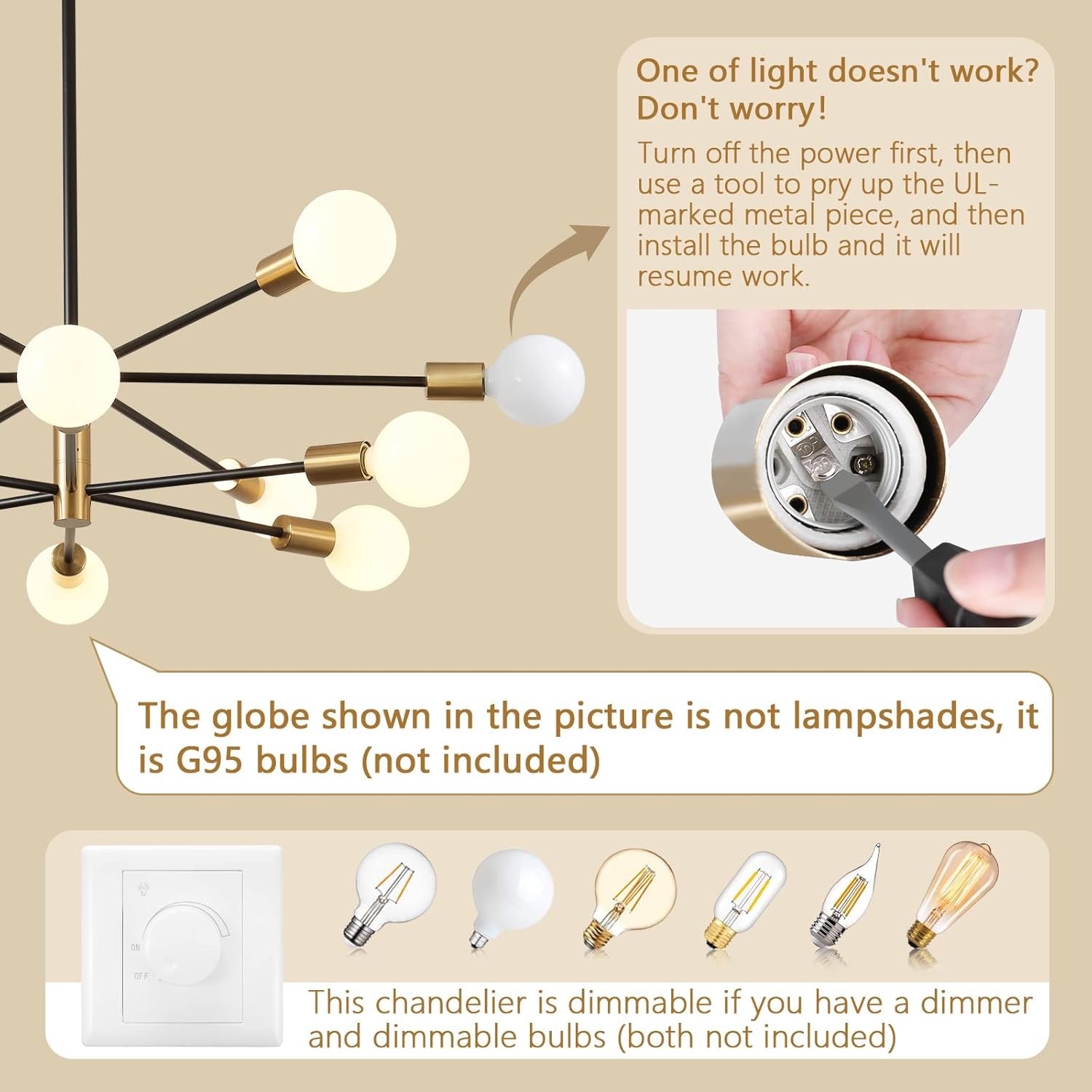 Modern 12-Light Sputnik Chandelier | Gold & Black Adjustable Farmhouse Pendant Light