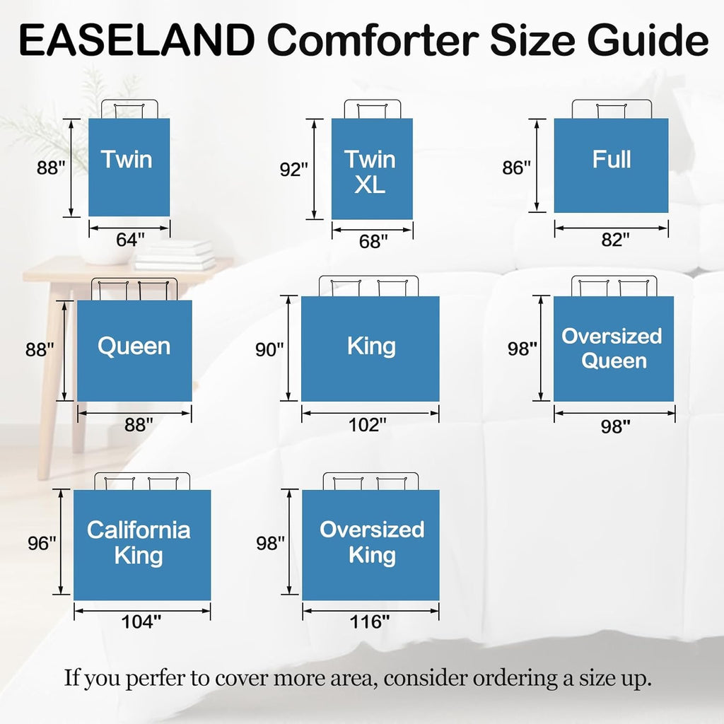 EASELAND King Down Alternative Comforter | All-Season Quilted Duvet Insert (90” x 102”)