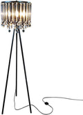 Hsyile Crystal Tripod Floor Lamp | Black 4-Light Modern Luxury Statement Lamp