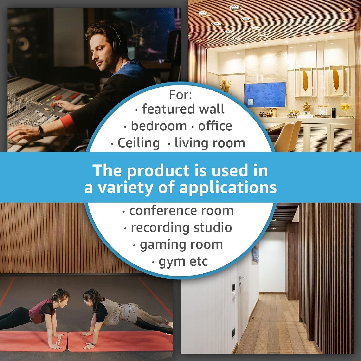 Art3d Wood Slat Acoustic Panels Set of 2 | 3D Fluted Walnut Sound Absorbing Wall & Ceiling Panels