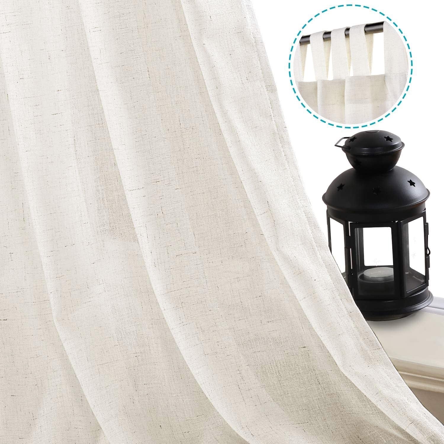 H.VERSAILTEX 108-Inch Linen Curtains – Ultra Luxurious Semi-Sheer Light Filtering Drapery Panels