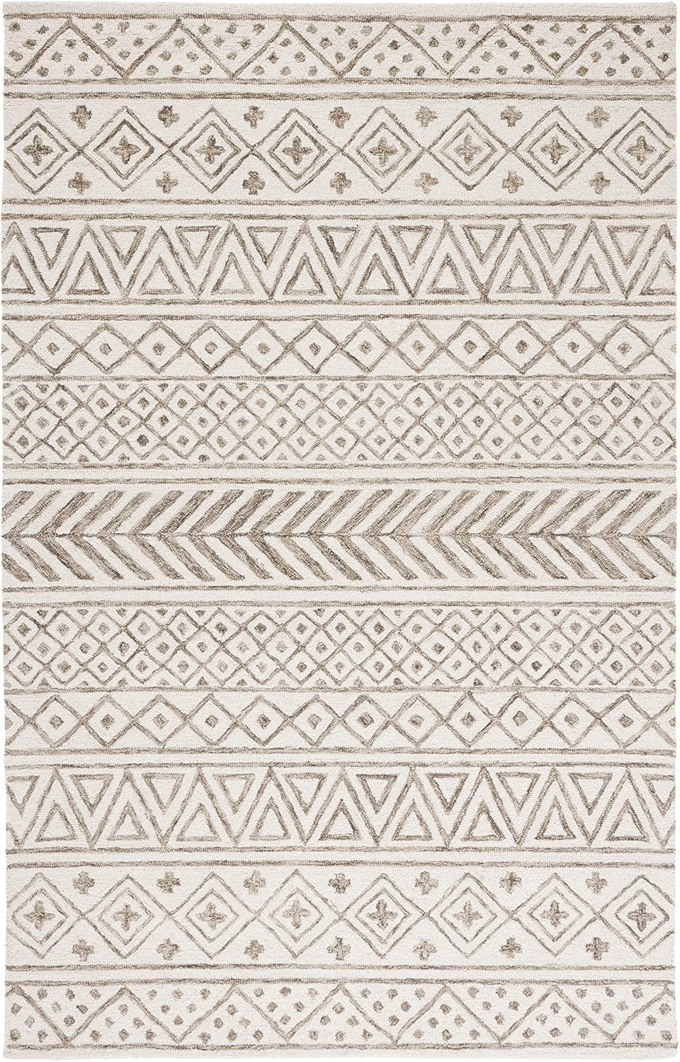SAFAVIEH Metro MET353W Handmade Wool Area Rug | Ivory & Sage 5' x 8'
