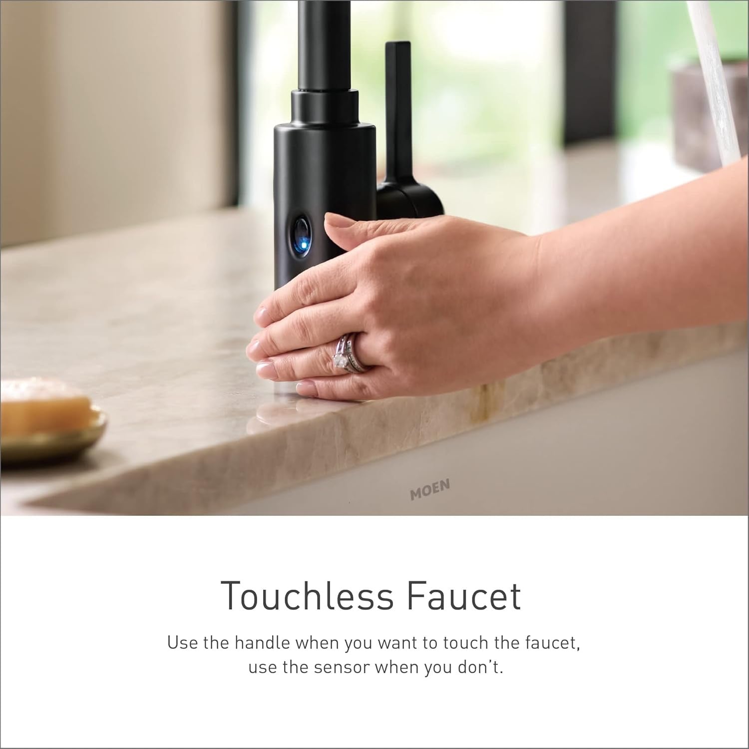 Moen Arbor MotionSense Wave Touchless Kitchen Faucet Matte Black 7594EWBL | Pulldown Sprayer with Power Clean