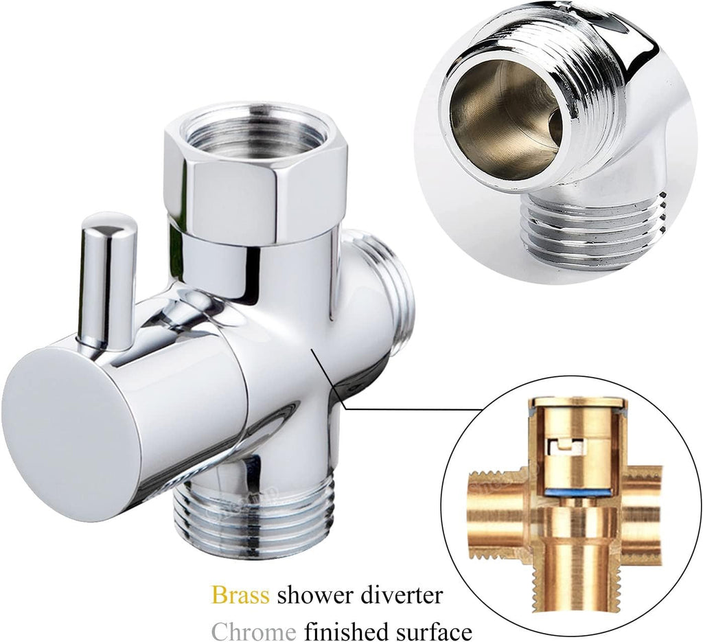 Solid Brass 3-Way Shower Diverter Valve G1/2 | Chrome Plated Bathroom Shower Flow Splitter