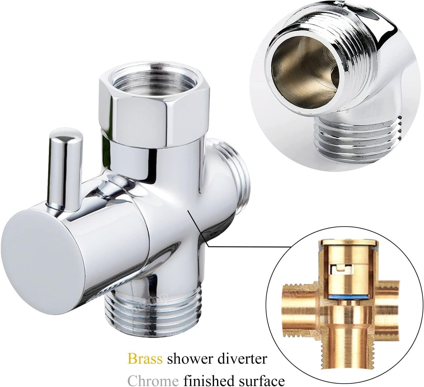 Solid Brass 3-Way Shower Diverter Valve G1/2 | Chrome Plated Bathroom Shower Flow Splitter