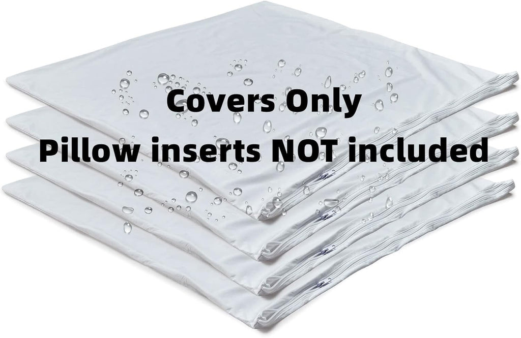 Kingnex Waterproof Euro Pillow Protectors (24×24, Set of 4) | Down & Feather-Proof Zippered Pillow Encasements