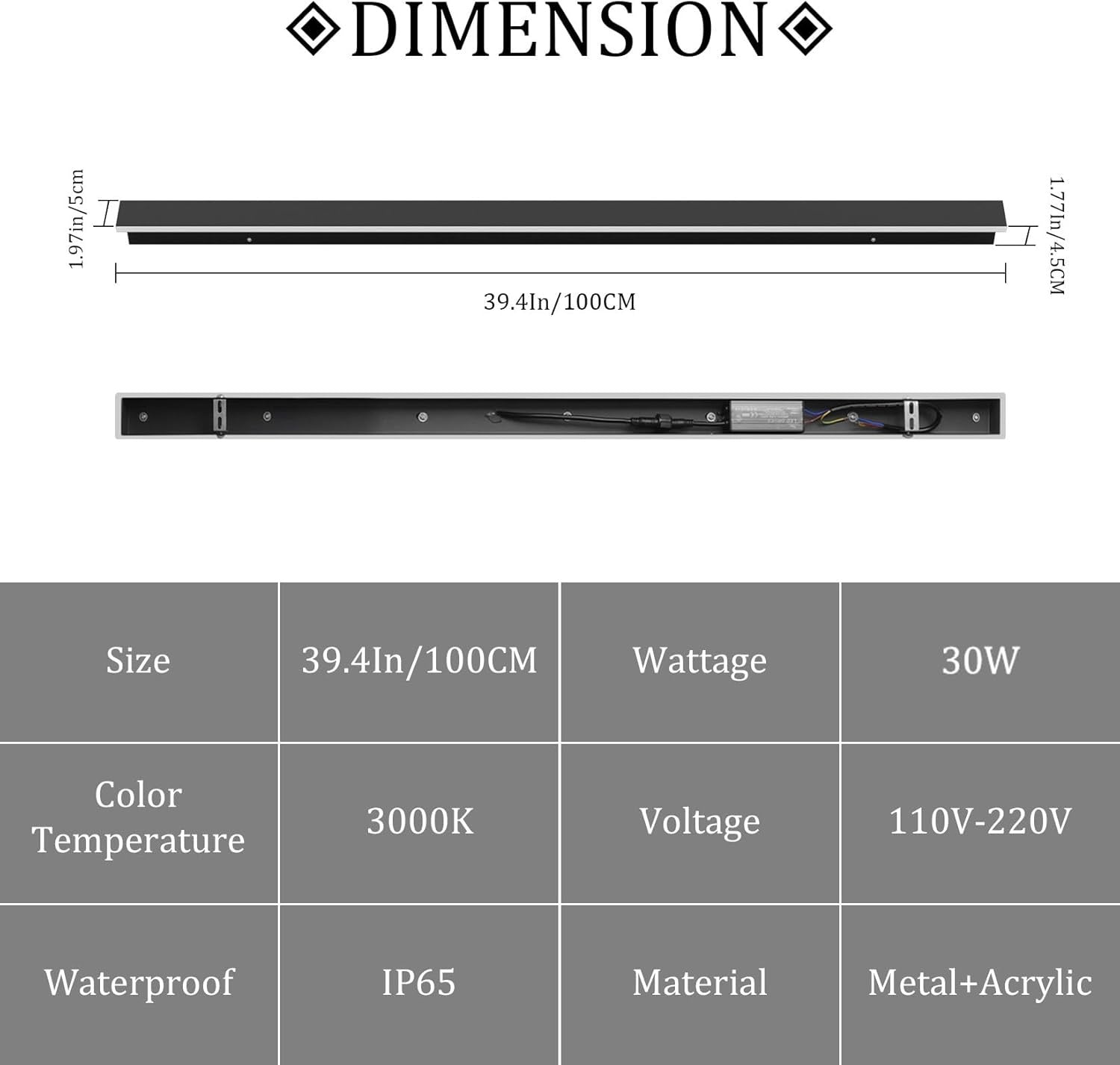 2-Pack 40″ Outdoor LED Wall Lights | Modern Waterproof Exterior Wall Fixtures (3000K)