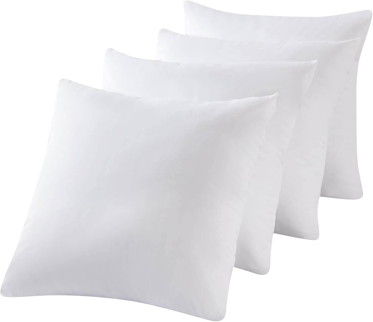 Kingnex Waterproof Euro Pillow Protectors (24×24, Set of 4) | Down & Feather-Proof Zippered Pillow Encasements
