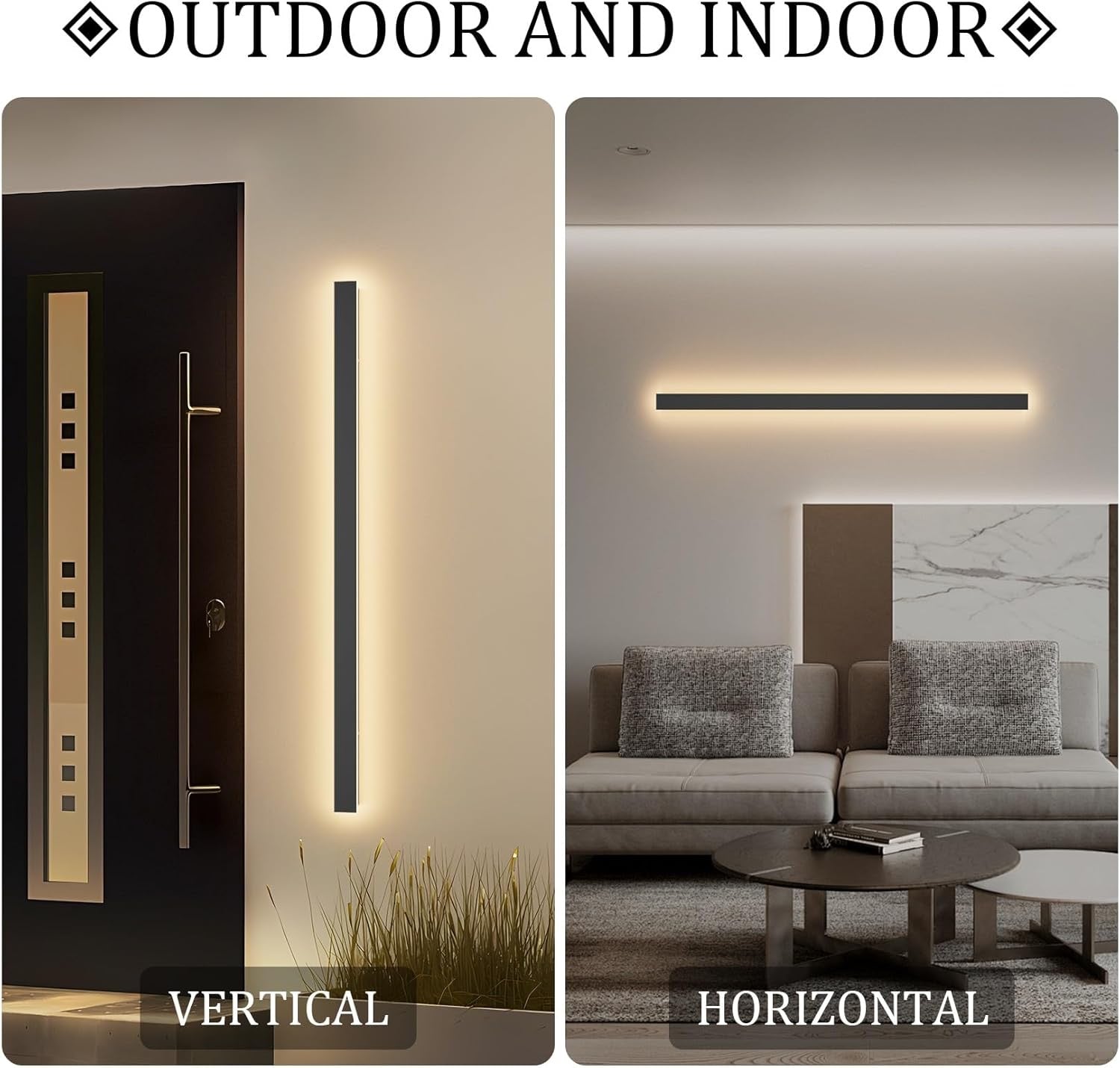 2-Pack 40″ Outdoor LED Wall Lights | Modern Waterproof Exterior Wall Fixtures (3000K)