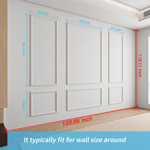 Art3d Pre-Cut Wall Molding Set of 6 PCS | Ready-to-Assemble Wainscoting Panels for Interior Accent Walls
