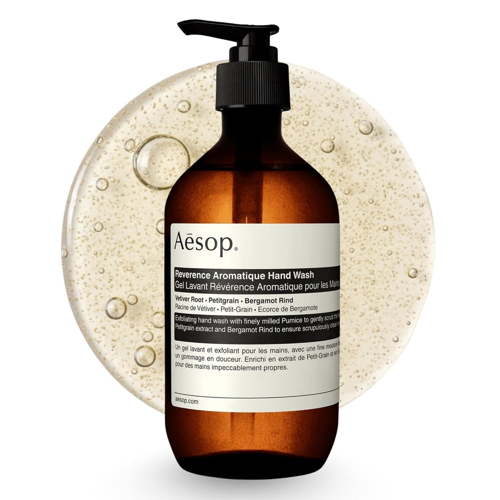 Aesop Reverence Aromatique Hand Wash 500mL | Woody, Earthy Gentle Exfoliating Cleanser