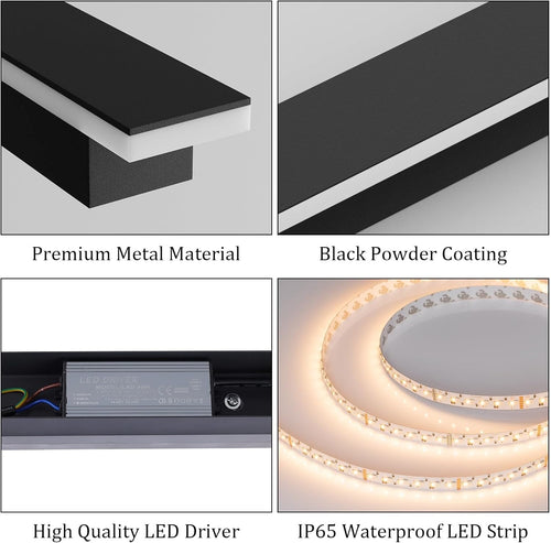 2-Pack 40″ Outdoor LED Wall Lights | Modern Waterproof Exterior Wall Fixtures (3000K)