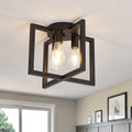 ZGLAOJT 3-Light Industrial Semi-Flush Ceiling Chandelier | Black Farmhouse Ceiling Light Fixture