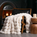 EverGrace Faux Rabbit Fur Throw Blanket | Plush Ivory White Luxury Throw 60" x 80"