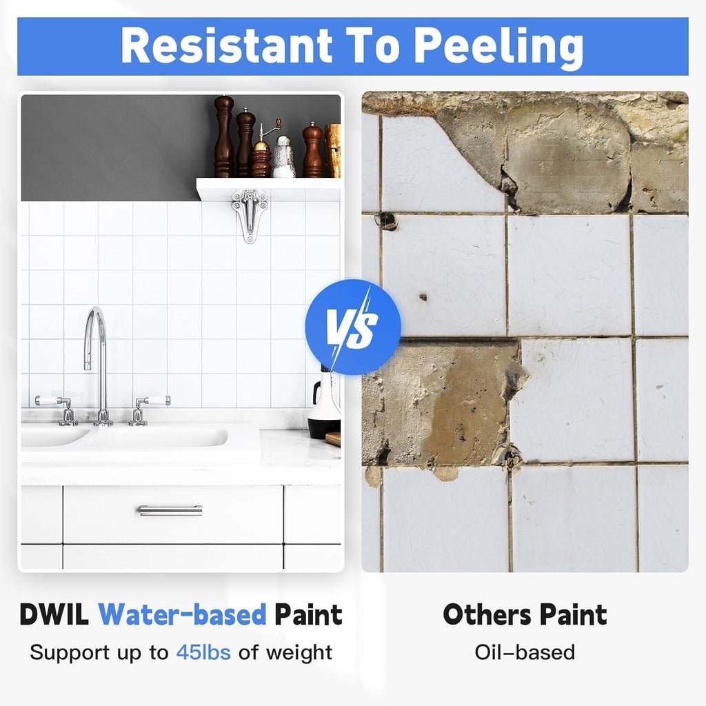 DWIL Tub & Tile Refinishing Paint (16.5 oz) | Water-Based, Low-Odor Semi-Gloss White with Hardener